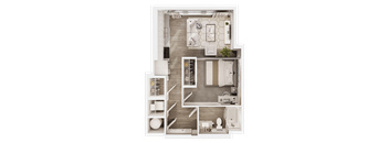 One Bedroom Floor Plan at The Beverly, Bloomington, IN