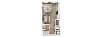 Studio Floor Plan at The Beverly, Bloomington, IN 47408