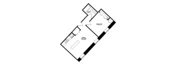 1 Bedroom A 1 Bath Floor Plan at The Argyle on Mass Ave, Indiana