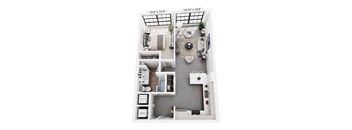 The Eugene – 735 sq ft 1-bedroom loft apartment Cole Motor Indianapolis | polished concrete, downtown