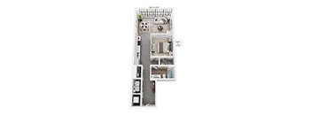 The Jarret – 781 sq ft 1-bedroom loft Cole Motor South Building Indianapolis | Cole Noble District
