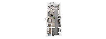 The Joseph – 880 sq ft 1-bedroom loft Cole Motor Indianapolis | polished concrete, Cole Noble District