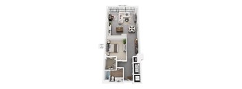 The Major – 960 sq ft 1-bedroom loft Cole Motor Indianapolis | 12-ft ceilings, Cole Noble District