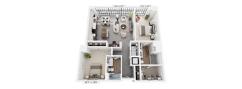 The Sheridan – 1,134 sq ft 2-bedroom 2-bath loft Cole Motor Indianapolis | near Fountain Square