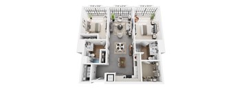 The Tarkington – 1,165 sq ft 2-bedroom 2-bath loft Cole Motor Indianapolis | Cole Noble District