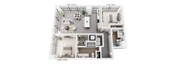 The Thompson – 1,231 sq ft 2-bedroom 2-bath loft Cole Motor Indianapolis | near IU Indianapolis