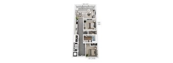 The Roberts – 924 sq ft 2-bedroom 1-bath loft Cole Motor South Building Indianapolis