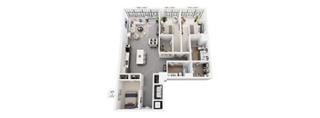 The Wiggins – 1,551 sq ft 3-bedroom 2-bath loft Cole Motor Indianapolis | rare 3BR downtown