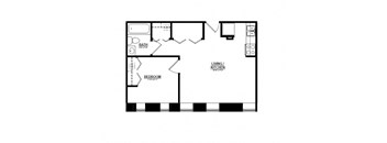 1 Bedroom F 1 Bath Floor Plan at The Argyle on Mass Ave, Indianapolis, Indiana