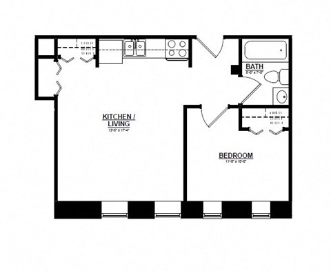 1 Bedroom G 1 Bath Floor Plan at The Argyle on Mass Ave, Indianapolis