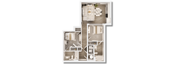 A detailed floor plan of a residential apartment layout.