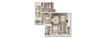A detailed floor plan of a modern apartment layout.