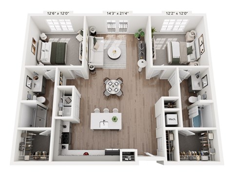 2 bed 2 bath F at Portrait Midtown  Apartments, Carmel, IN