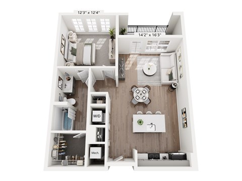 1 bed 1 bath D at Portrait Midtown Apartments, Carmel