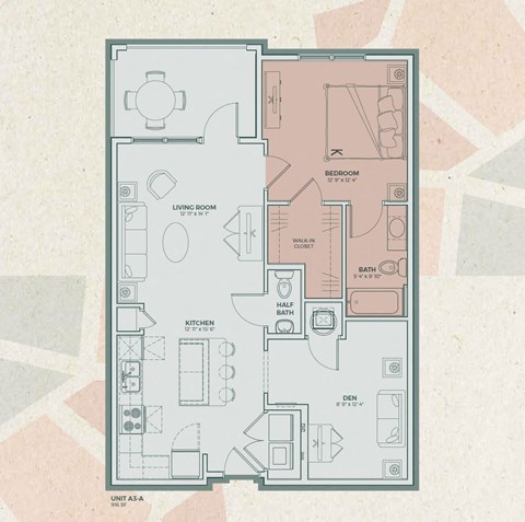 A3-A Floor Plan at Mosaic at Levis Commons, Perrysburg, OH, 43551