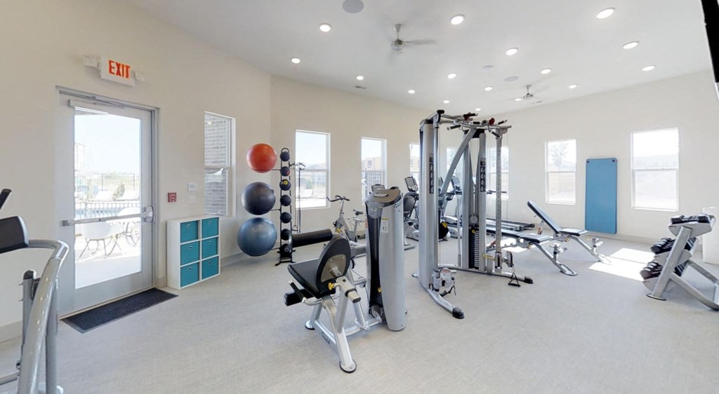 fitness center at Echo Park at Perry Crossing Apartments, Plainfield, Indiana