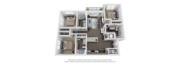 a 1 bedroom floor plan  395 at The Century at Purdue Research Park-Student, West Lafayette, 47906