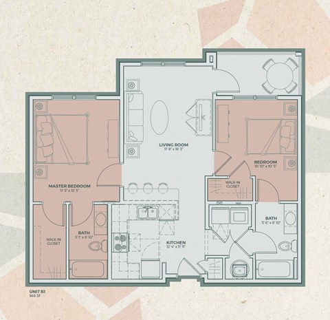 B1 Floor Plan at Mosaic at Levis Commons, Ohio