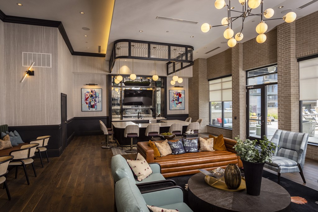 a view of the lobby at the hudson showroom in hoboken, nj