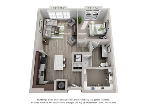 A3 Floor Plan at The Foundry, South Bend, 46617