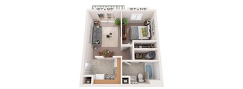 a floor plan of a 1 bedroom apartment
