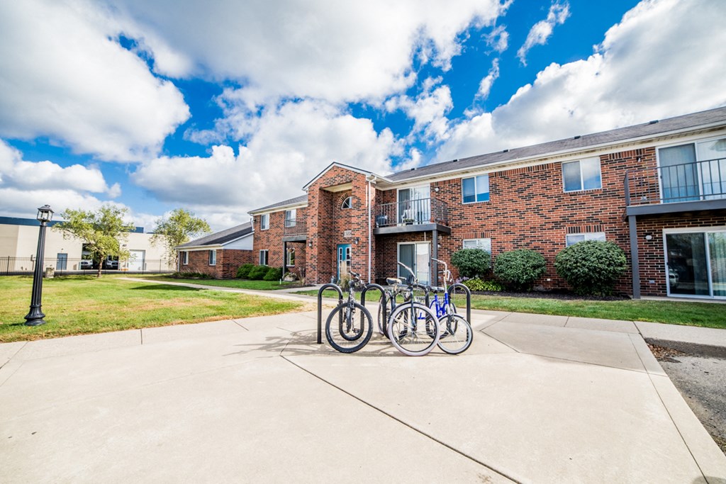 Building with Bike Racks at Bradford Place Apartments, Indiana, 47909