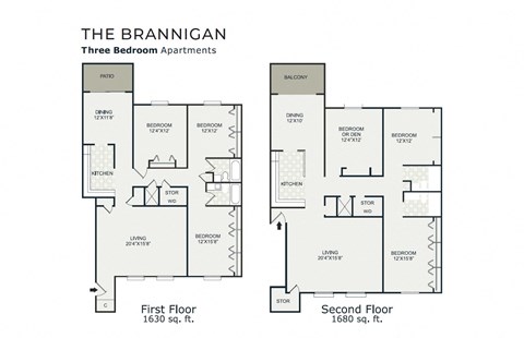 Brannigan Floor Plan at Governor Square Apartments, Carmel, Indiana