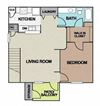 The Preserve at Crossroads, Waterloo, Iowa One bedroom floor plan in apartment