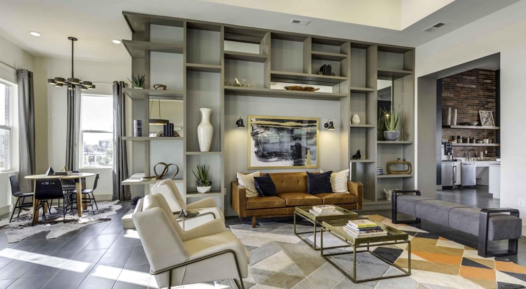 a living room with a couch and a table at Echo Park at Perry Crossing Apartments, Plainfield, Indiana