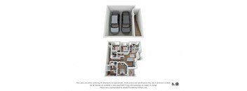 a floor plan of a 1 bedroom apartment with a car in the garage