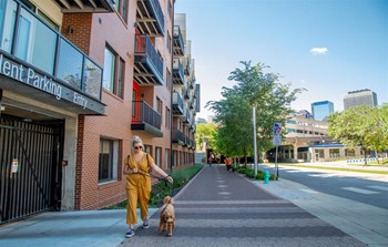 Woman With Her Dog at CityWay, Indianapolis - Photo Gallery 24