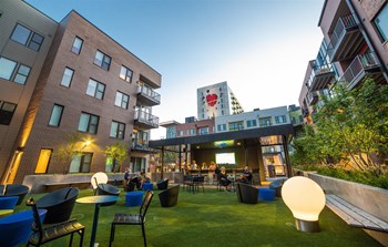 Outdoor courtyard with fire pit Outdoor courtyard with fire pit at CityWay, Indianapolis, IN, 46204