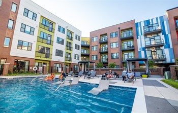 Outdoor Pools with Patio Seating at CityWay, Indianapolis, IN, 46204 - Photo Gallery 4