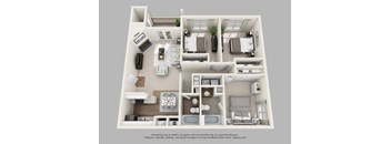 3 Bed 2 Bath Floor Plan at Canter Chase Apartments, Louisville, 40242, 1175 Sq. Ft.