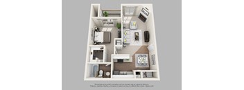 1 Bed 1 Bath Floor Plan at Canter Chase Apartments, Louisville, KY, 40242, 725 Sq. Ft.