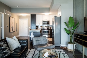 Decorated Living Room And Kitchen View at CityWay, Indianapolis, 46204 - Photo Gallery 31