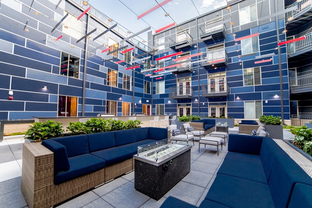 Outdoor Patio and Fireplace at The Congress at Library Square, Indiana, 46204
