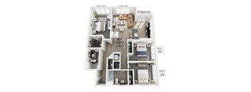 The Seam floor plan at Contrast OTR in Cincinnati’s Over-the-Rhine is a three-bedroom, two-bath with open living, modern kitchen, and in-unit laundry—perfect for spacious downtown living near TQL Stadium