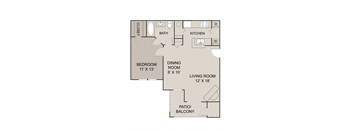 a floor plan of a small house with a kitchen and a living room