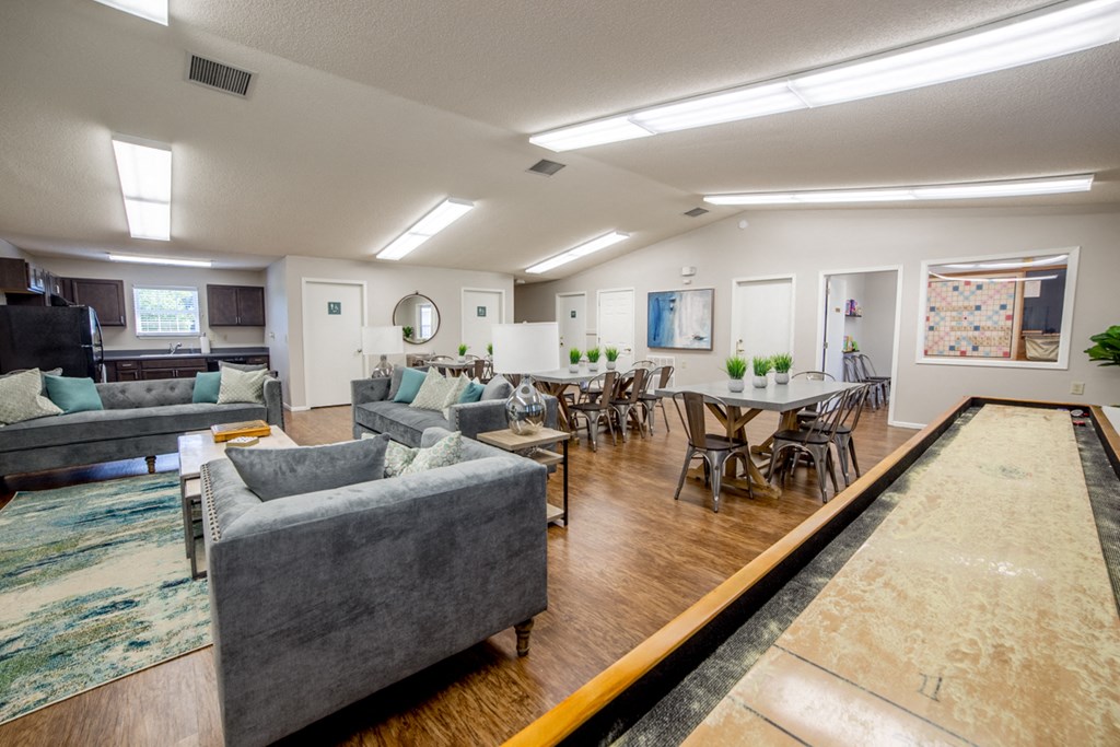 shuffle board in amenity center 