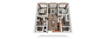 Two Bedroom B1 Floor Plan  at The Foundry, South Bend, IN 46617