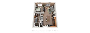 1 Bedroom 1 Bath Floorplan at The Foundry, South Bend Indiana