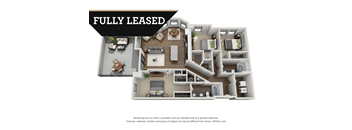3Bd 2Ba Floor Plan at Aertson Midtown, Nashville, TN