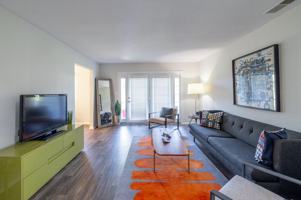 Spacious Living Room With Private Balcony at Gramercy, Carmel, Indiana