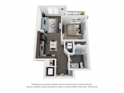 a 3 bedroom floor plan with a bathroom and a kitchen at The Century at Purdue Research Park-Student, West Lafayette