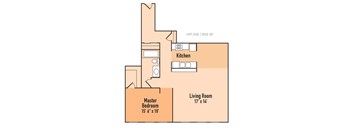 1 bedroom 1 bathroom Floor plan C at Harness Factory Lofts, Managed by Buckingham Urban Living, Indianapolis