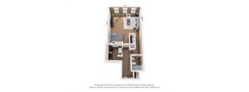 Studio 1 bathroom floor plan at Harness Factory Lofts, Indianapolis