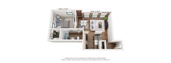 1 bedroom 1 bathroom Floor plan A at Harness Factory Lofts, Indianapolis