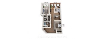 2 bedroom 2 bathroom Floor plan at Harness Factory Lofts, Indianapolis