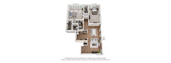 2 bedroom 2 bathroom Floor plan at Harness Factory Lofts, Indianapolis